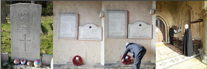 Images of the war memorial and laying of the wreath during the remembrance service 2020 with Covid restrictions in place